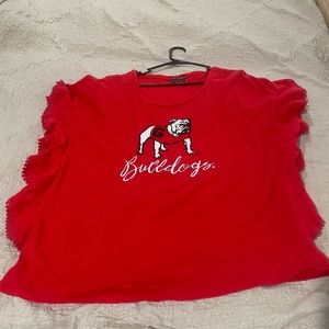 Gameday Couture bulldog with butterfly sleeves XL